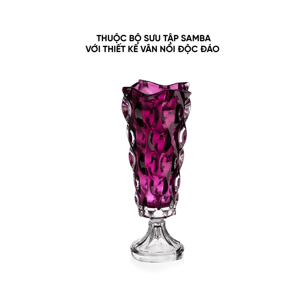 BÌNH CẮM HOA PHA LÊ CHÂN ĐỨNG BOHEMIA SAMBA VASE, CAO 40,5CM, MÀU TÍM
