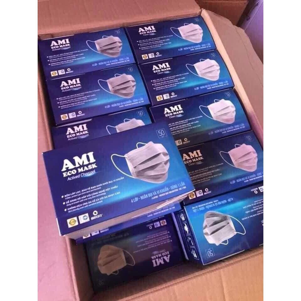 Khẩu trang y tế 4 lớp giấy kháng khuẩn hàng công ty hộp 50 chiếc Ami - Sakata - 3D - Phúc Anh - Famapro | BigBuy360 - bigbuy360.vn