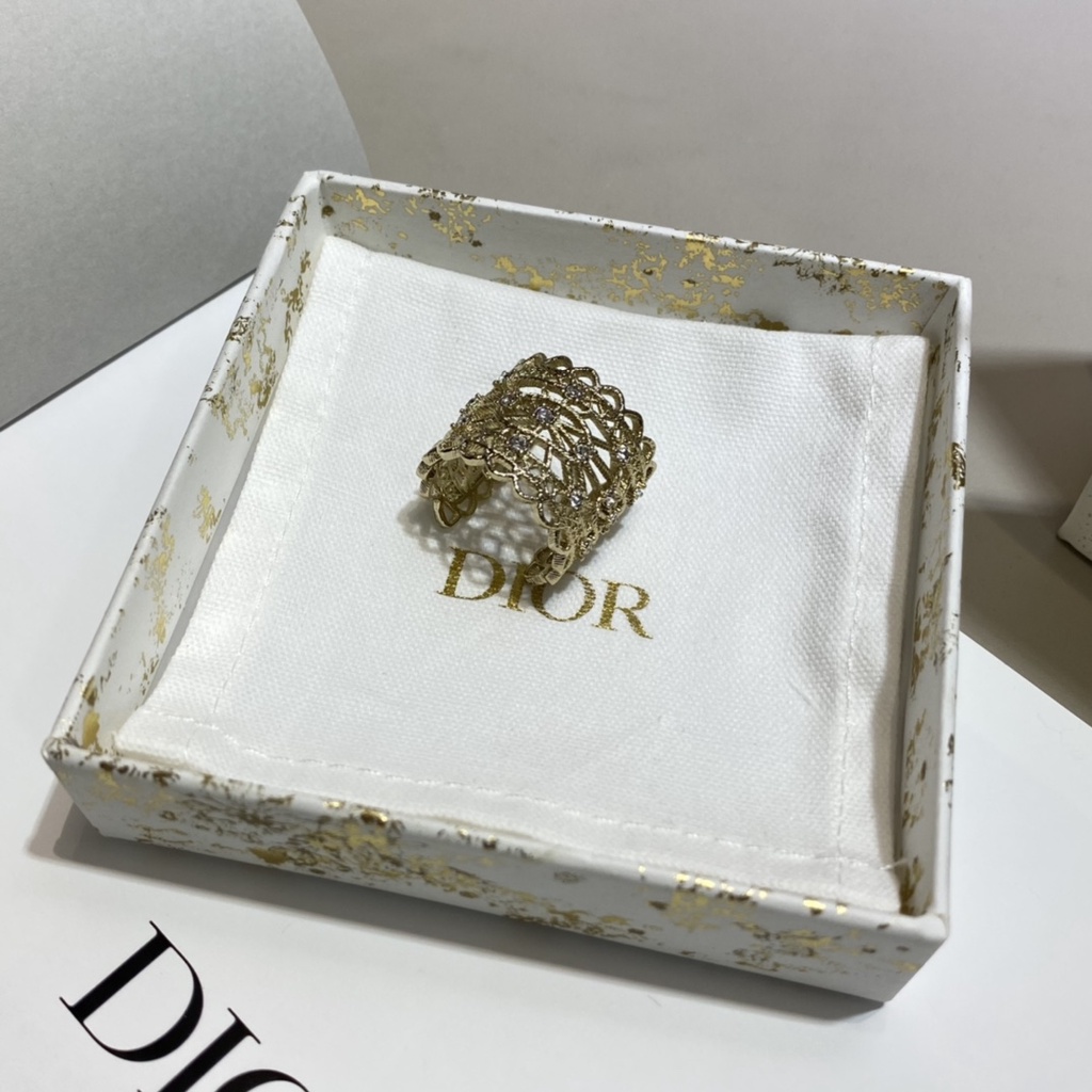 Nhẫn bạc 925 Dior CD cao cấp, khảm pha lê lấp lánh, cá tính