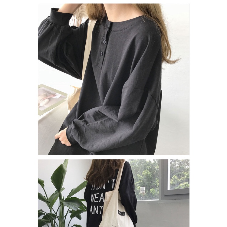 Đầm Nữ Dài Tay Cổ Tròn Form Rộng Thời Trang Hàn