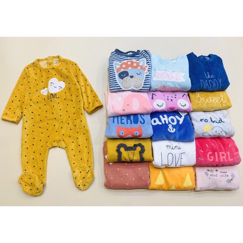set 3 bộ body cho bé chất nỉ nhung xuất dư cho bé trai bé gái