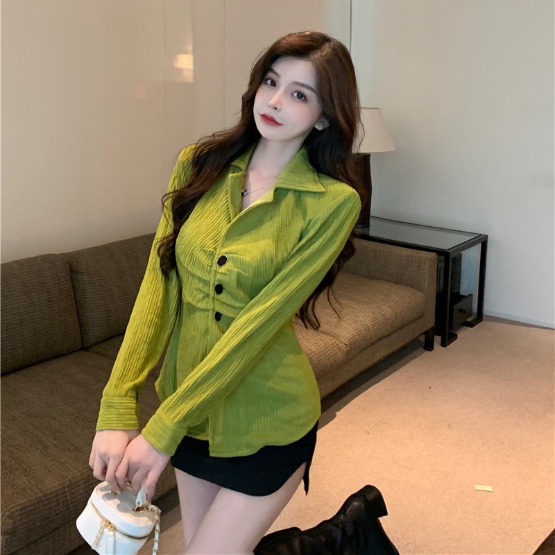 Áo sơ mi tay dài dáng ôm thời trang mùa thu