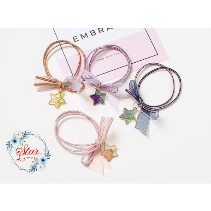 Buộc tóc thời trang nữ gắn hình ngôi sao thắt nơ xinh xắn nhiều màu sắc để lựa chọn C11