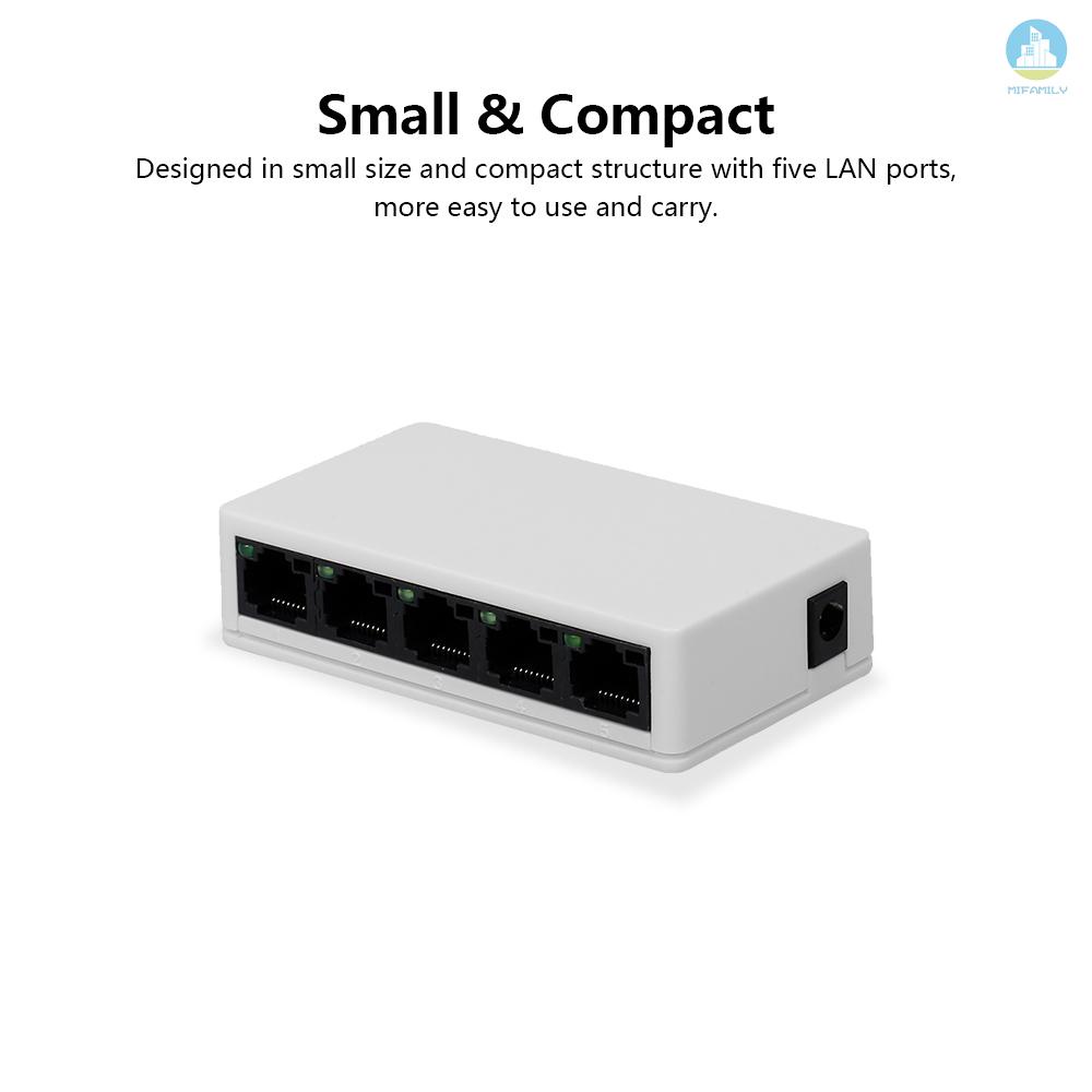 MI  SW05 5-Port Switch Gigabit 10/100Mbps Ethernet Switch Distributor Network Switch For Home Office EU Plug