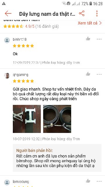 Dây lưng nam da thật lẻ