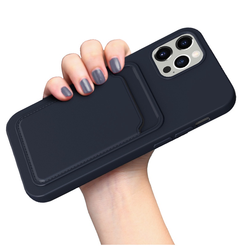 Ốp Điện Thoại Silicone Có Ngăn Đựng Thẻ Cho iPhone14 11Pro 11 Promax 12 12Pro 12mini 12Promax 8plus max xs xr