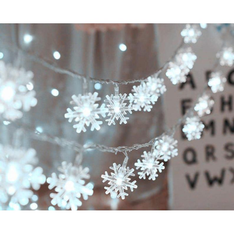 (XÀI ĐIỆN) DÀI 5M 28 BÓNG ĐÈN LED BÔNG TUYẾT TRANG TRÍ TIỆC NOEL LỄ TẾT- LED Christmas Snowflake String Lights