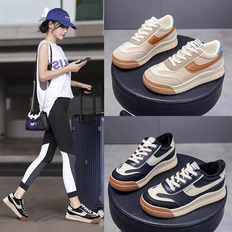 Giầy thể thao nữ da lộn SIMPLE mix mầu siêu tinh tế