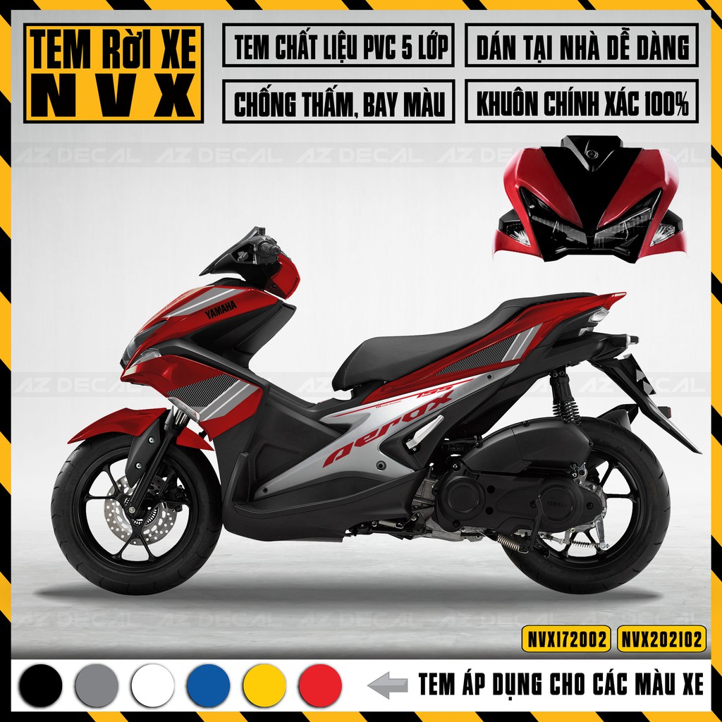Tem NVX Aerox Cho Xe Màu Đen, Xanh, Trắng, Đỏ | NVX02 | Decal Chống Nước, Bền Màu Dán Xe NVX 2017 - 2021