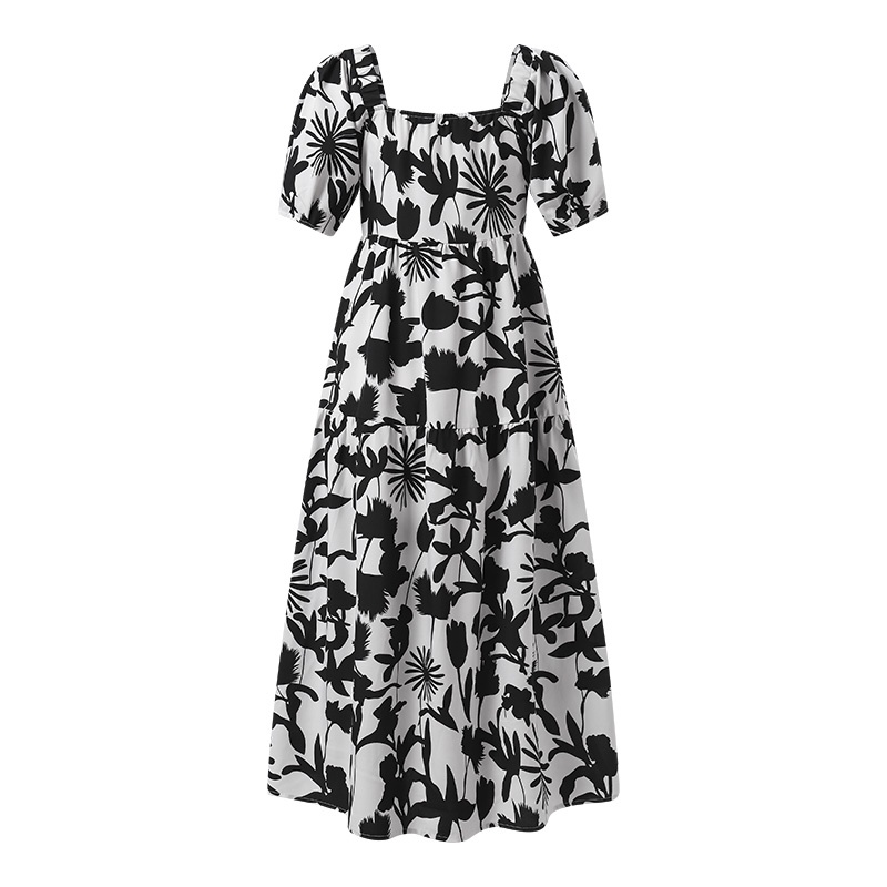 Zanzea Đầm Dài Tay Lửng Cổ Vuông In Họa Tiết Hoa Phong Cách Hàn Quốc Thời Trang Cho Nữ