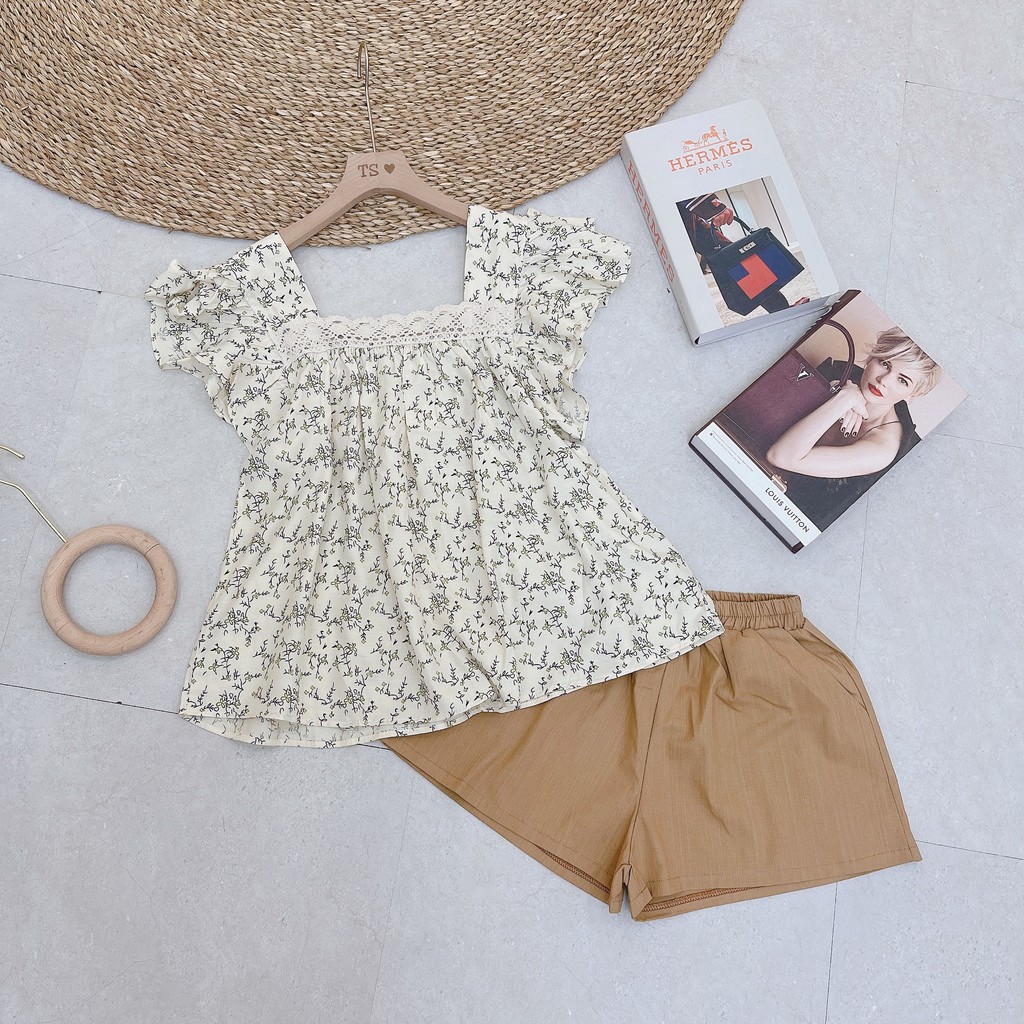 Set bộ nữ babydoll cổ vuông hoa nhí vintage cực sang BN162 | BigBuy360 - bigbuy360.vn