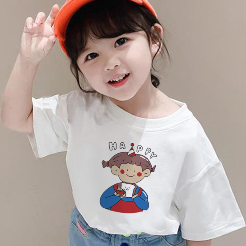 Áo thun bé gái ngắn tay Kbibi Kids mã K15 Áo phông cộc tay trẻ em hàn quốc chất cotton màu trắng hồng cho bé mùa hè