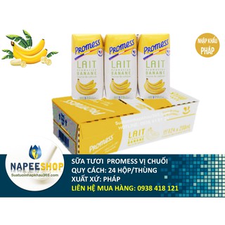 SỮA TƯƠI PROMESS HƯƠNG CHUỐI 200ML, THÙNG 24 HỘP