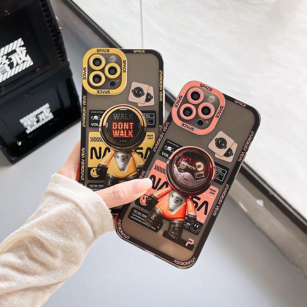 Cute Astronaut Transparent Jane Cool flash drill Compatible for iphone 13 12 11 pro max x xr xsmax 7/8plus TPU phone case cover