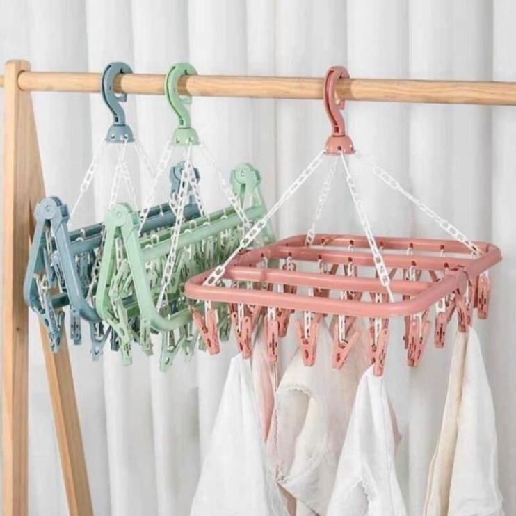 Móc phơi quần áo, đồ lót, đồ đạc nhỏ gọn, kẹp vuông loại 32 kẹp - TongkhoGiaDung