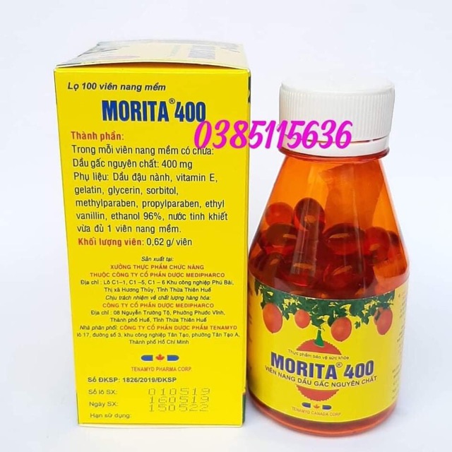Viên uống dầu gấc Morita hộp 100 viên