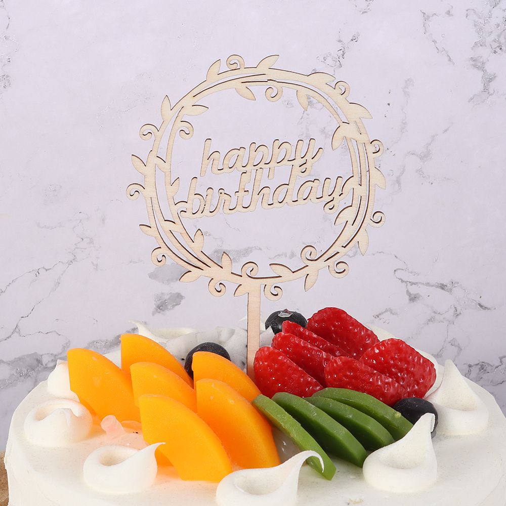 Que cắm trang trí bánh kem hình chữ Happy Birthday bằng gỗ