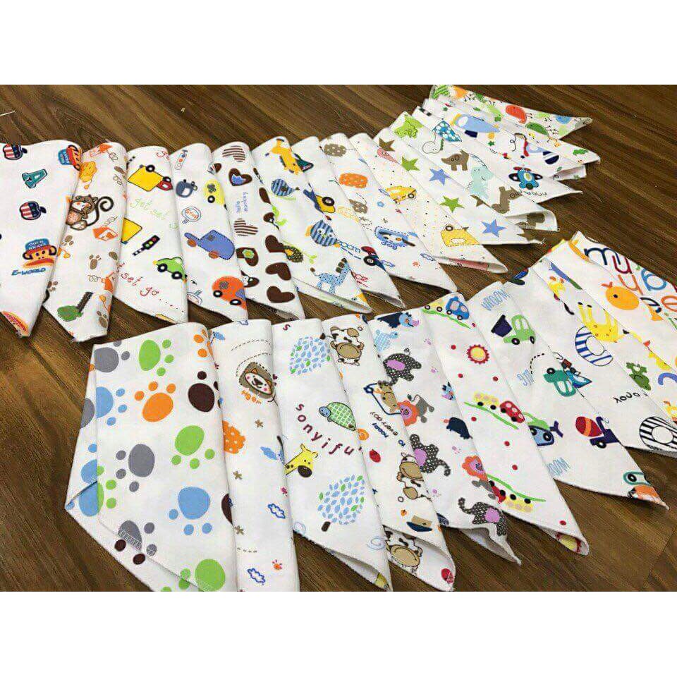 Set 5 khăn yếm tam giác cotton cho bé trai/bé gái