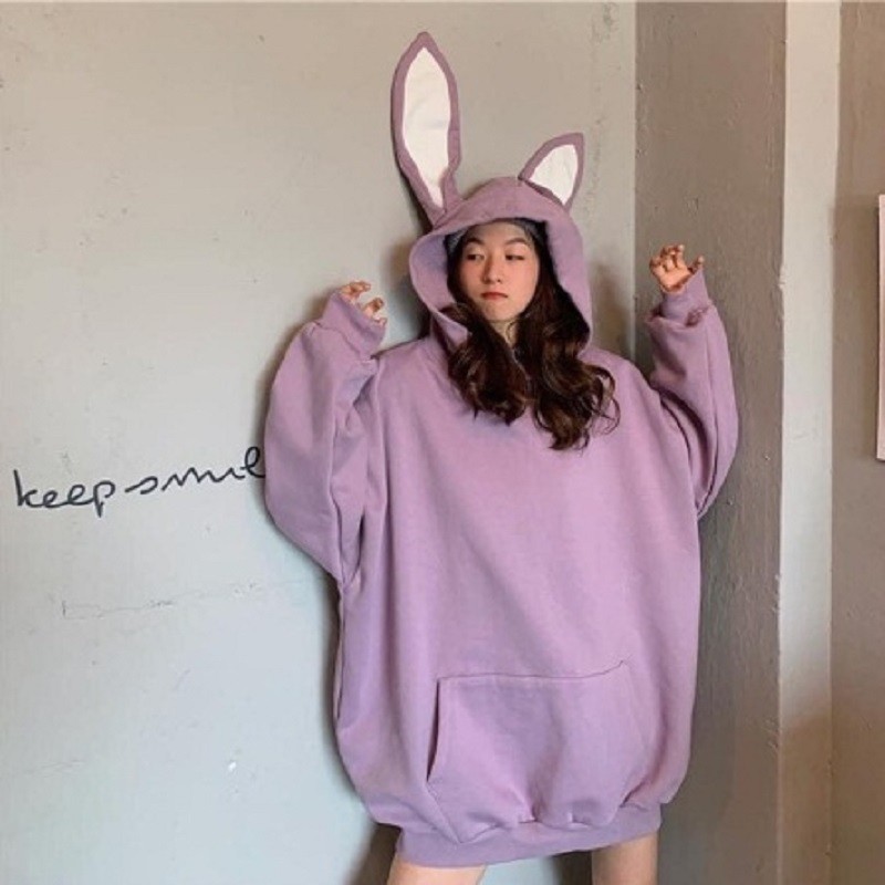 Áo Hoodie From Rộng TAI THỎ KUTE Nỉ Cotton Cực Xinh Yêu Hot Trend - VIETCENTRE