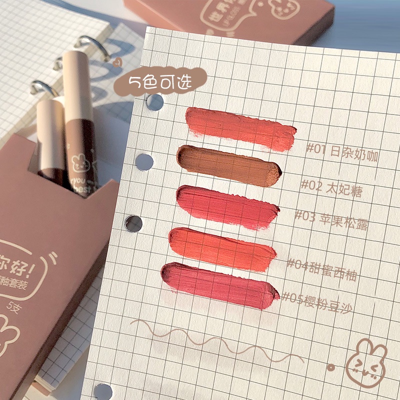 Set 5 son kem Meyoco Retro Matte Liquid