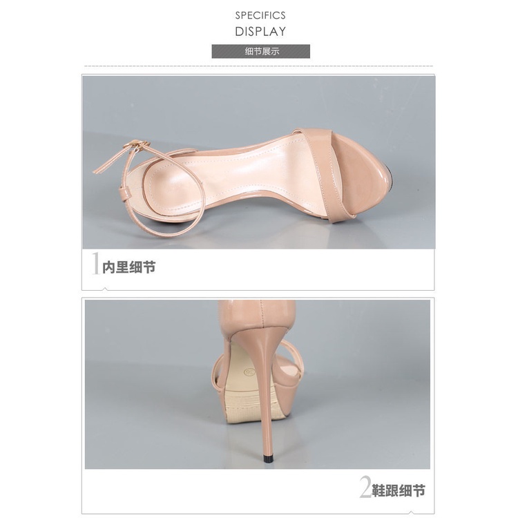 Giày Cao Gót 12cm Đế Xuồng Phối Khóa Cài Quyến Rũ Chống Thấm Nước Thời Trang Mùa Hè Cho Nữ