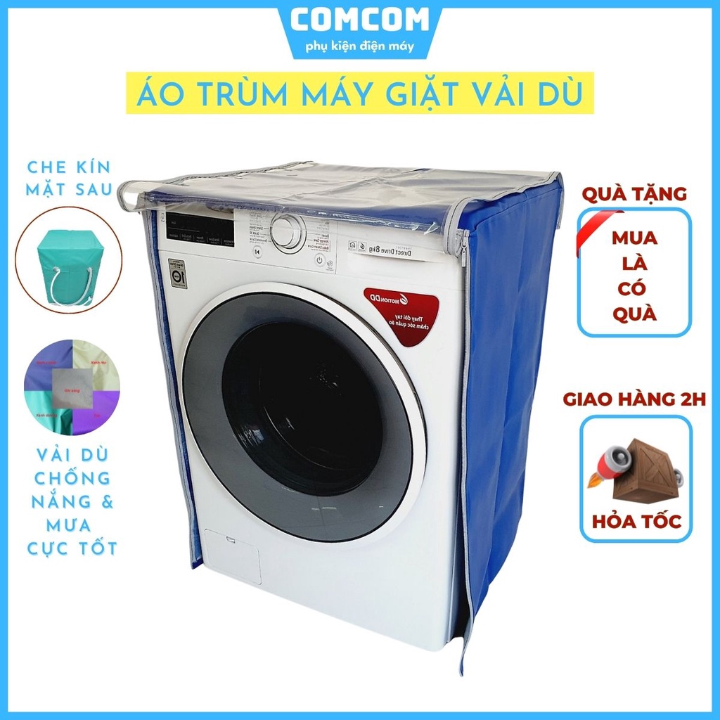 Áo máy giặt cửa ngang (cửa trước) vải dù cao cấp chống nắng- nước cực tốt, vỏ bọc máy giặt đủ kích thước từ  đến 12kg