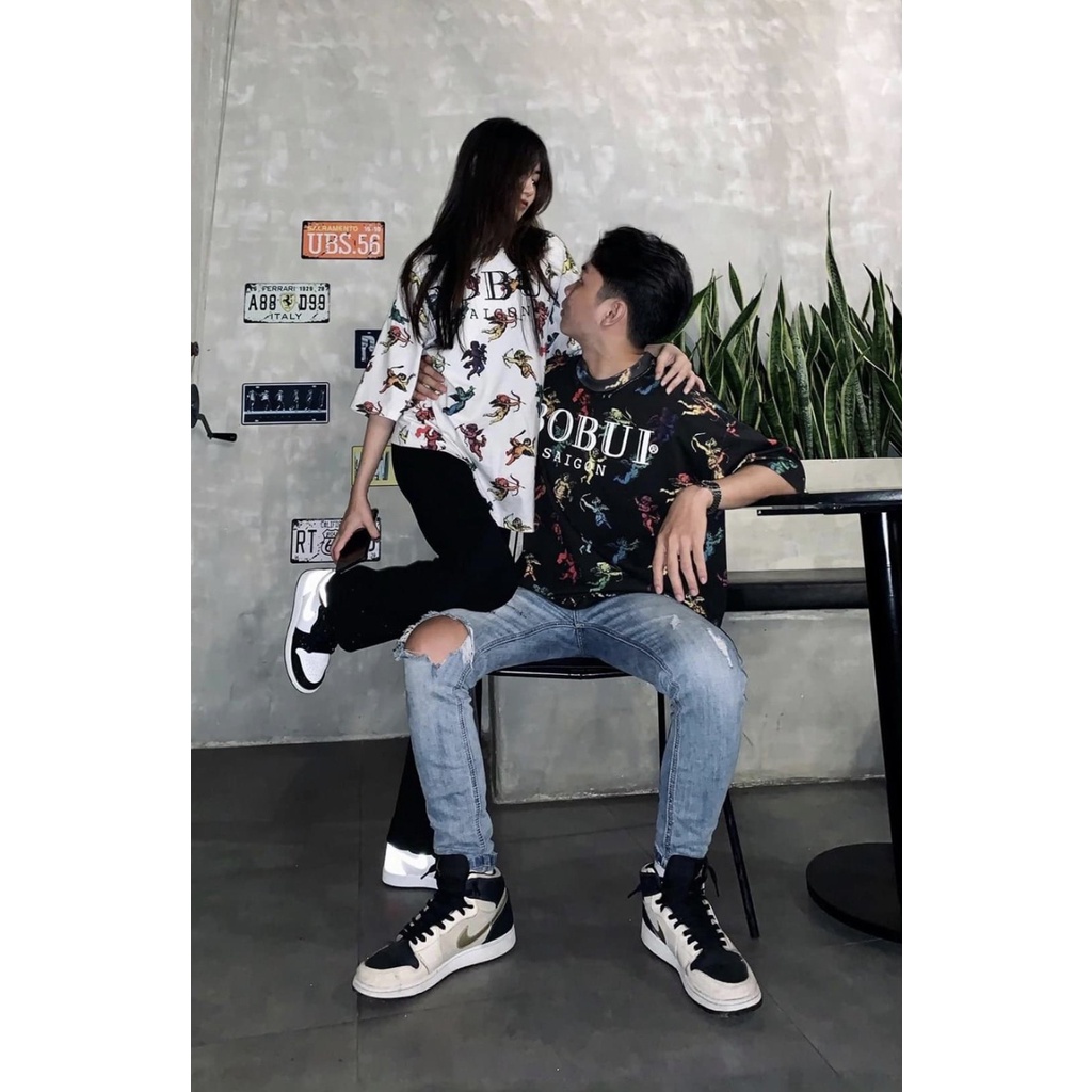 Áo thun BOBUI thiên thần đen chuẩn REAL