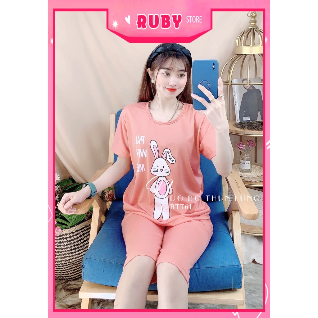 Đồ bộ nữ mặc nhà chất thun mềm mịn mát in hình thỏ hoạt hình dễ thương BTT61
