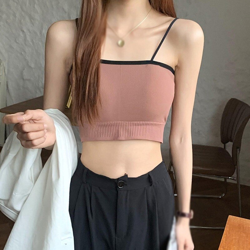 Áo ngực thể thao màu sắc tương phản phong cách Hàn Quốc dành cho nữ