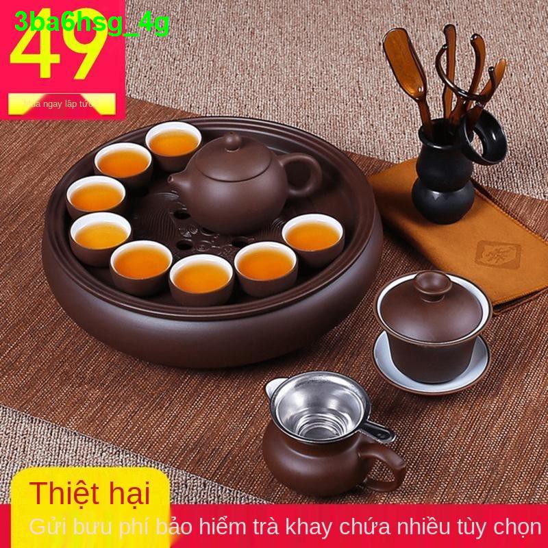 bìnhViolet arenaceous kung fu tea set suit modern household contracted chaoshan of a complete ceramic tray teapot teac