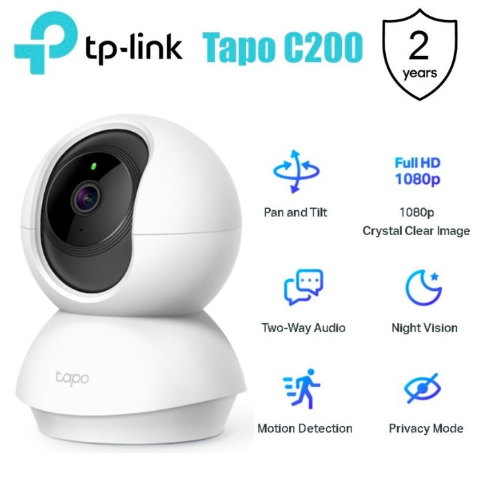 Camera Wi-Fi TP-Link Tapo C200 sắc nét 1080P 2MP ngày đêm âm thanh 2 chiều hỗ trợ thẻ nhớ lên đến 128GB - Chính Hãng