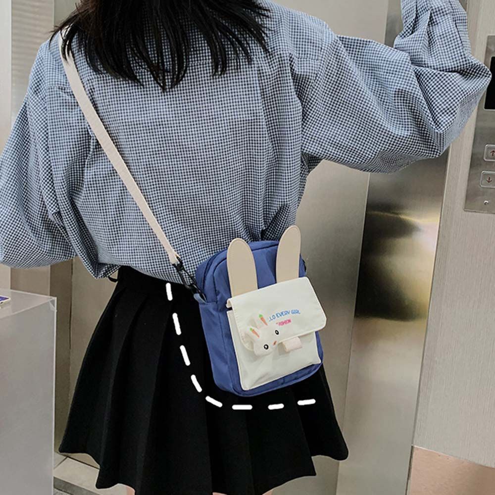 Túi đeo chéo mini hình vuông họa tiết hoạt hình dễ thương cho nữ