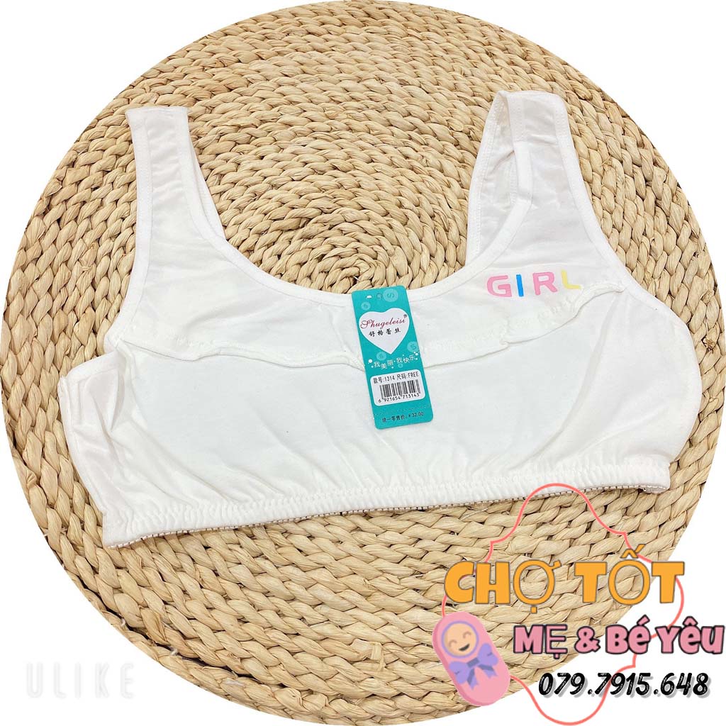 Áo ngực học sinh QUAI TO màu trắng trơn Áo lá cho bé gái cấp 1 2 chất cotton cao cấp mềm mát MS1314
