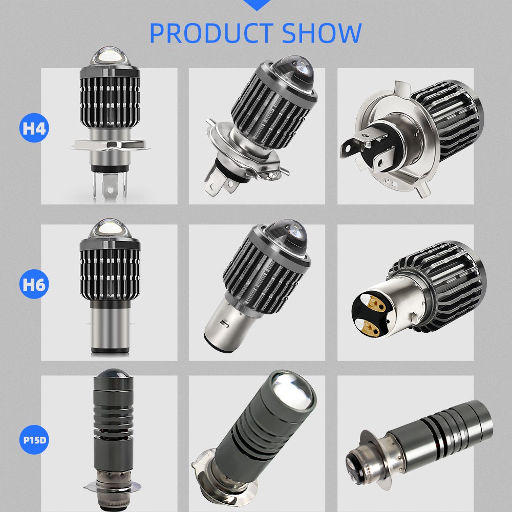 UNI-SHINE 1PCS Motorcycle  LED Headlight H4 H6 / BA20D P15D Moto LED Bulb 6000LM Hi-Lo Accessories 12V 24V Lighting