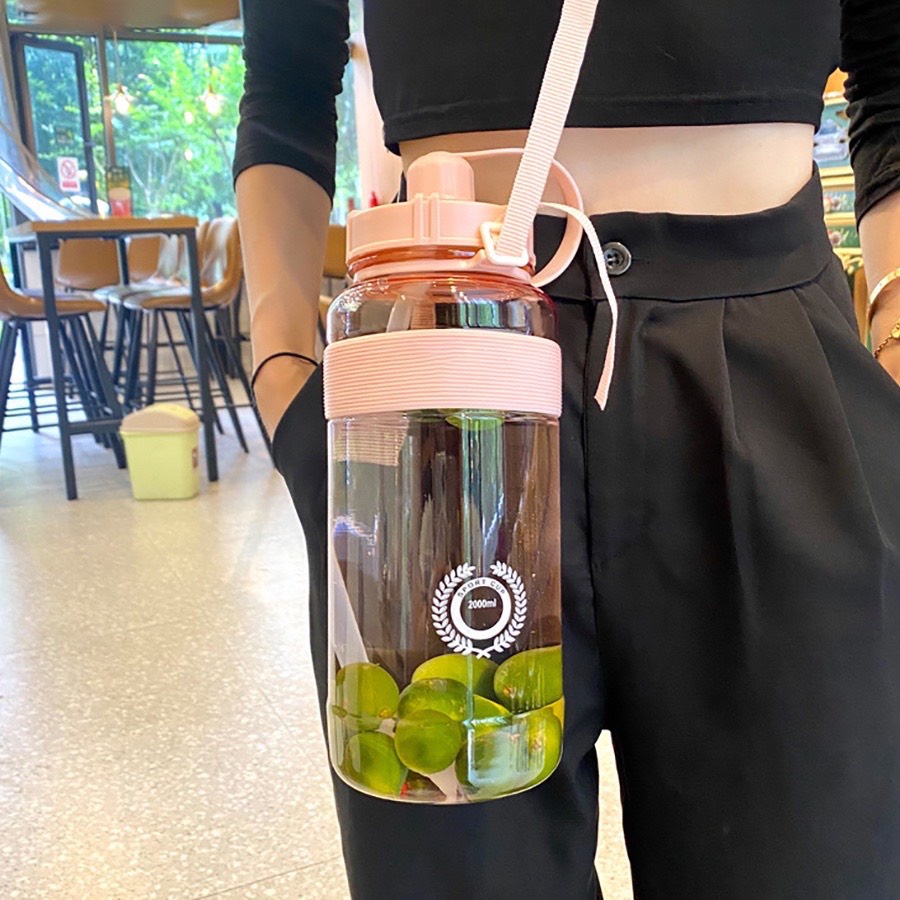 Bình Đựng Nước Thể Thao Chuyên Tập Gym , Yoga rẻ đẹp cute Có Ống Hút Và Dây Đeo YOGA CAT