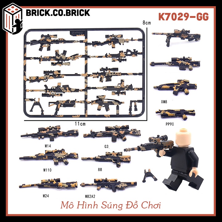Súng Đồ Chơi Lắp Ráp Mô Hình Cho Bé Phụ Kiện Army Phụ Kiện MOC K7030
