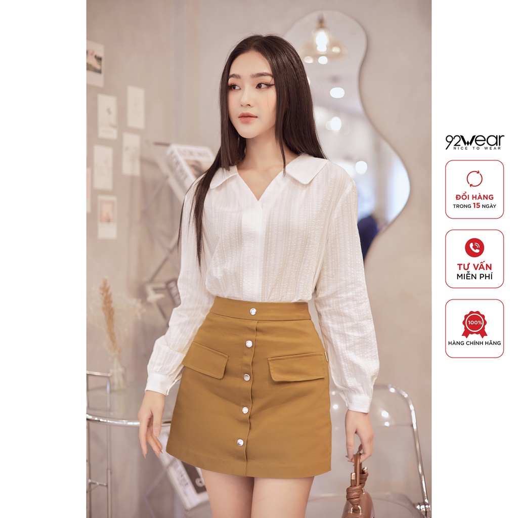 Quần váy giả váy chữ A phong cách công sở chữ 92WEAR thiết kế hiện đại, thanh lịch JAA2278