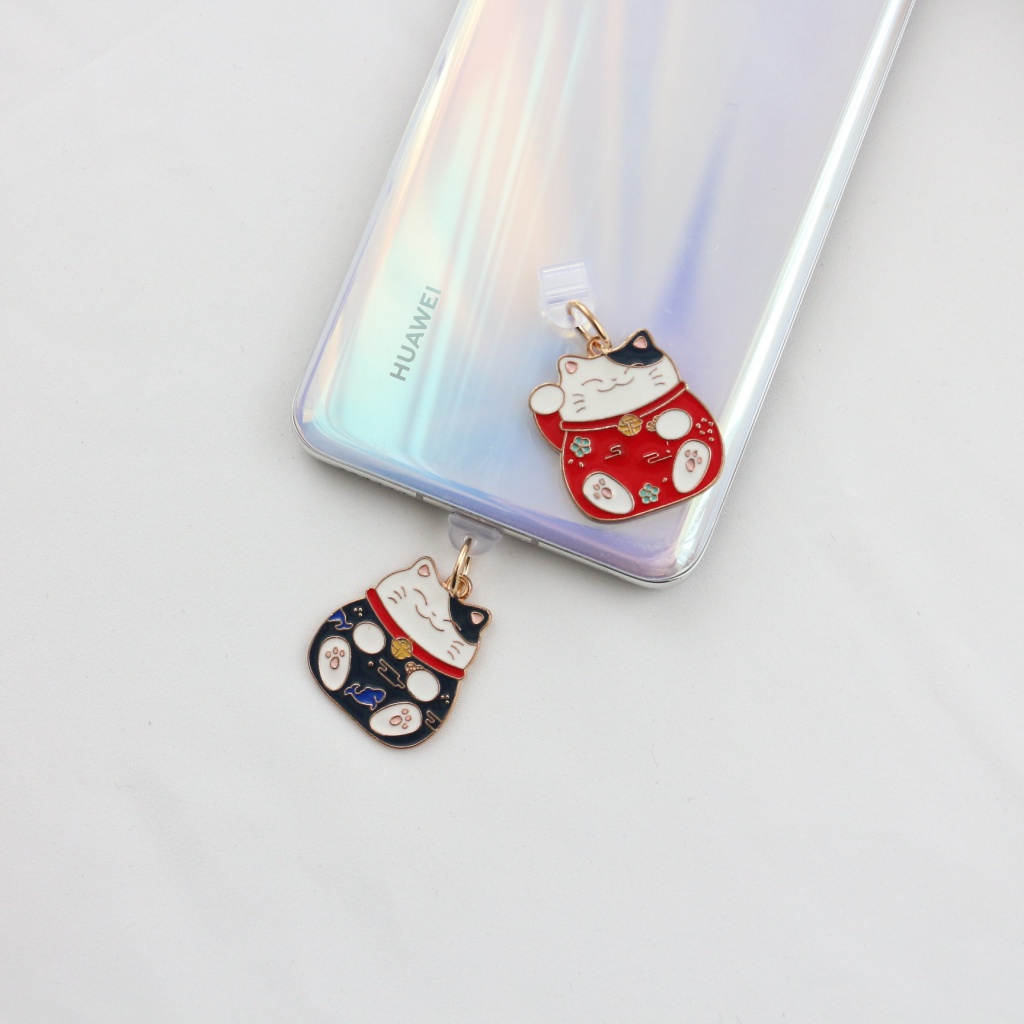 Đầu Cắm Sạc Chống Bụi Hình Mèo May Mắn Dễ Thương Cho Cổng Sạc Điện Thoại iphone Apple Android