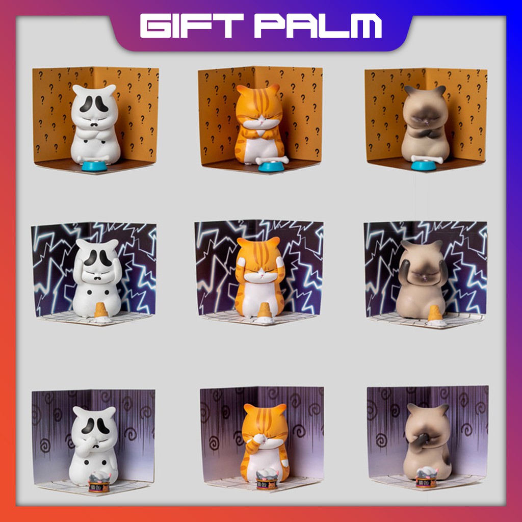 Mô hình mèo Gacha thất vọng dễ thương trang trí tiểu cảnh mini để bàn văn phòng đồ chơi trứng đáng yêu