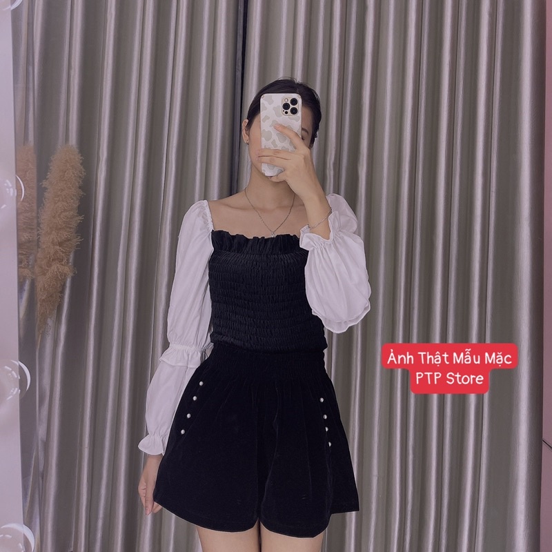 Quần Sooc Nhung Phồng Đính Ngọc 2 Màu Siêu Xinh Có Ảnh Thật Kèm Video | BigBuy360 - bigbuy360.vn