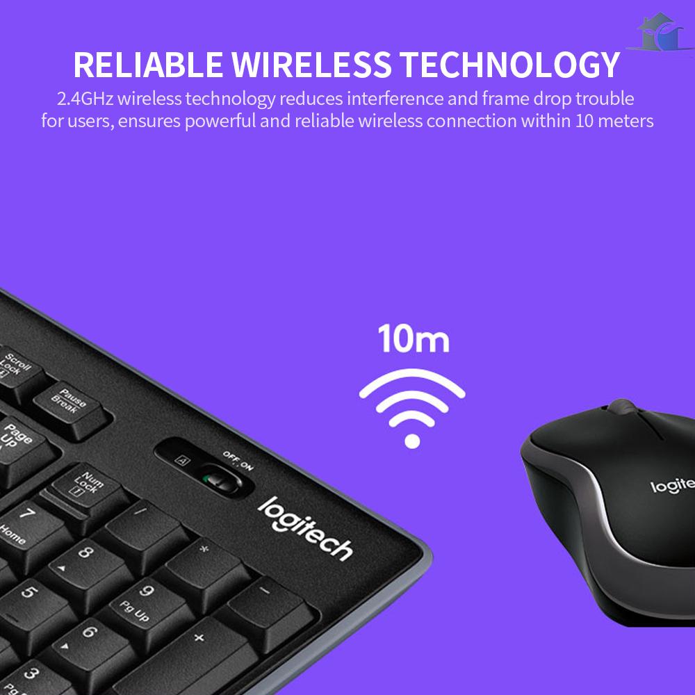 LOGITECH Combo bàn phím và chuột không dây Ligitech MK270 2.4GHz kèm 8 phím đa phương tiện cho PC Laptop