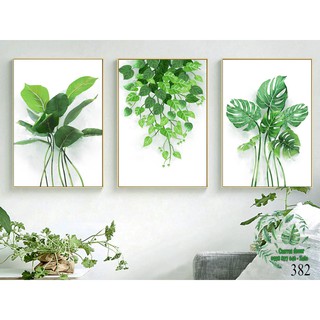 Bộ 3 tranh treo tường canvas Lá nhiệt đới 2