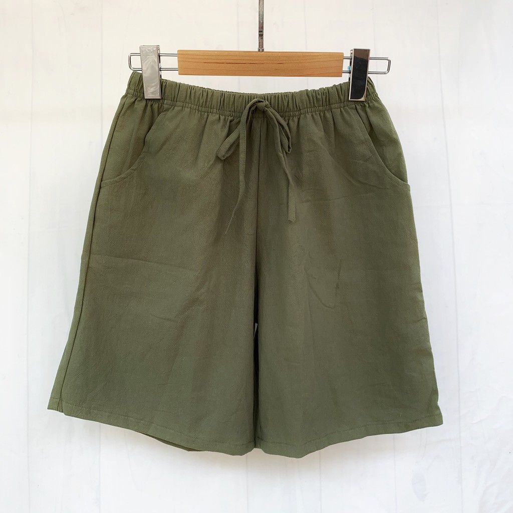 [Mã FAMAYWA giảm 10K đơn 50K] Quần short lửng ống rộng form nữ chất đũi cotton Hàn Quốc cao cấp | BigBuy360 - bigbuy360.vn