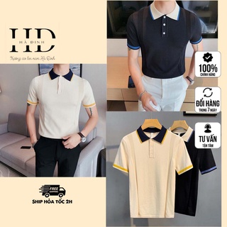 Áo polo nam len mongtoghi, cộc tay, nhẹ, thoáng mát, áo len nam mùa hè -Hà Đinh