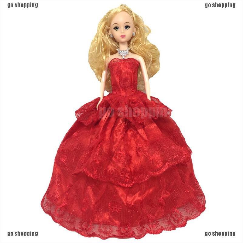 {go shopping}Handmade 3 Layers Wedding Dress Party Gown Clothes Outfits For Barbie Doll Gift