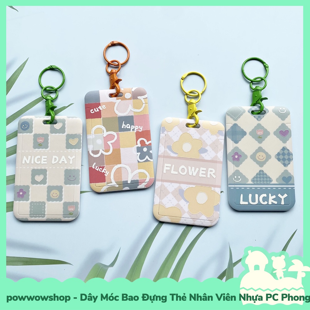 Dây Móc Bao Đựng Thẻ Nhân Viên Nhựa PC Mẫu Pattel Vintage Pattern Flowers & Puzzle