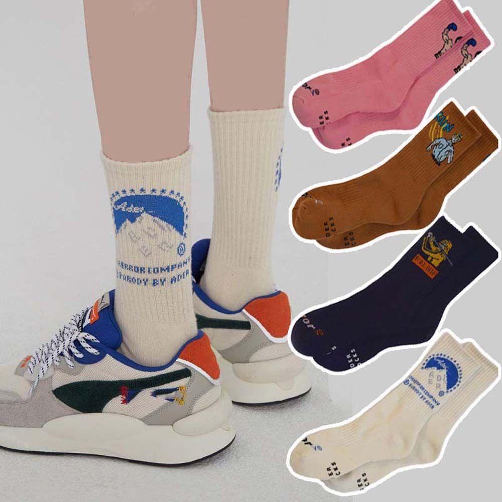 Vớ Cotton Thể Thao Thoáng Khí Họa Tiết Hoạt Hình Màu Hồng Cho Cặp Đôi