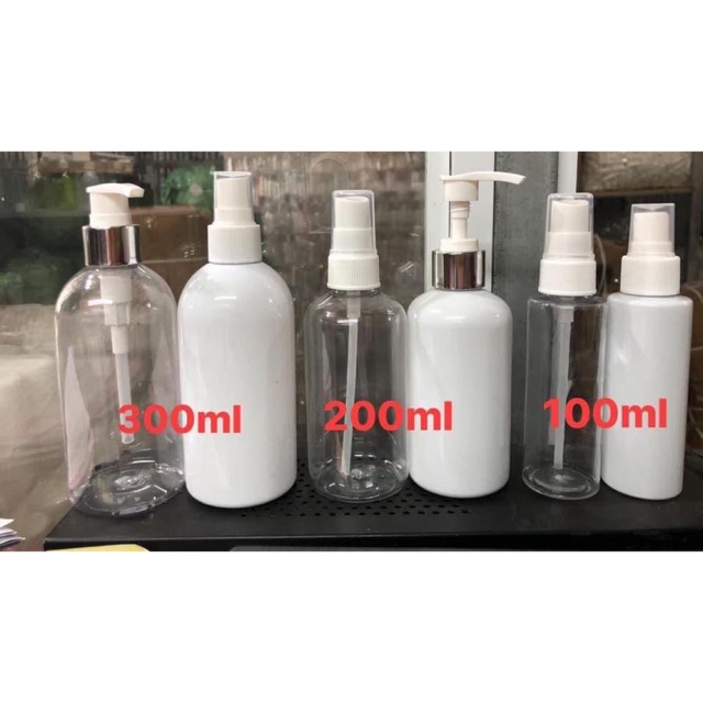 Chai lọ nhựa pet các loại thẻ tích vòi nhấn