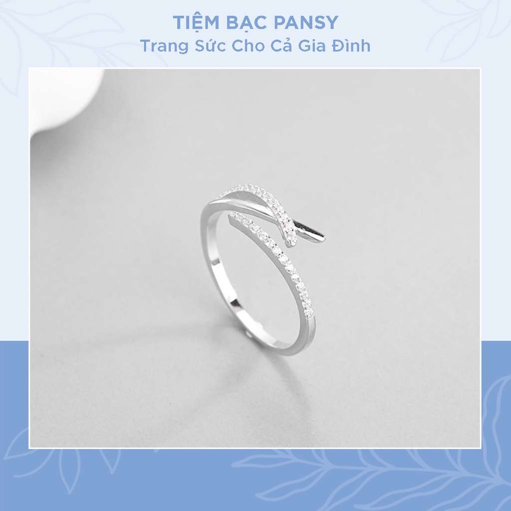 Nhẫn bạc nữ PANSY freesize, nhẫn đính đá chuẩn bạc ta 925 cao cấp