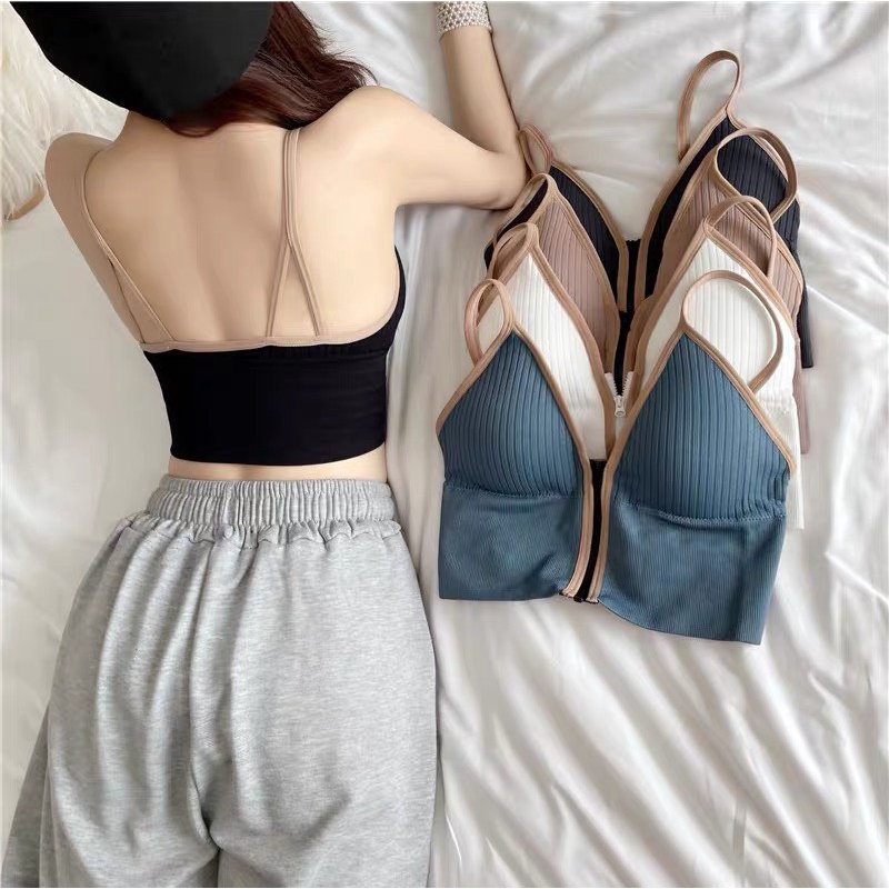 áo gym yoga áo thể thao bra 2804 không gọng đệm chắc chắn thoải mái co dãn tốt có khoá trước